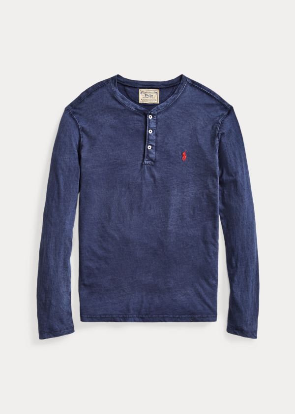 Camisa Polo Ralph Lauren Hombre Azul Marino - Slub Jersey Henley - SMEQD3489